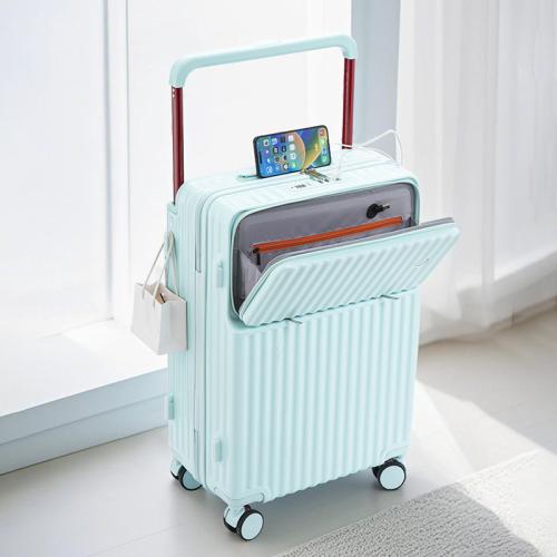 ABS & PC-Polycarbonate separating dry and moist Suitcase with password lock & hardwearing & with USB interface & waterproof Polyester PC