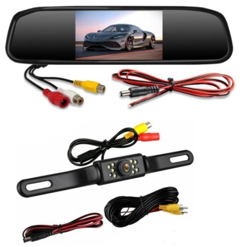 4.3 inch Backup Camera Mirror Car Rear View Reverse Night Vision Parking System Kit