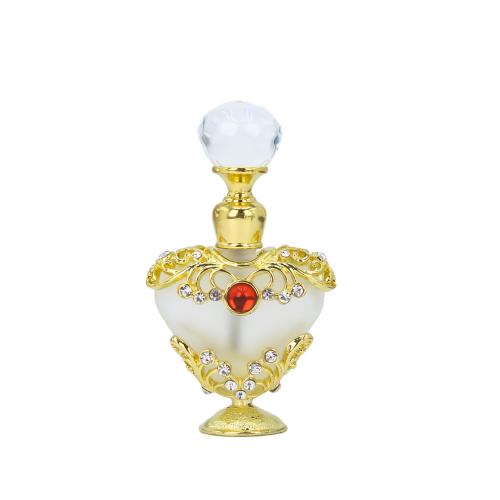 Glass & Zinc Alloy & Rhinestone Perfume Bottle, for storage & portable, enamel, more colors for choice,  PC