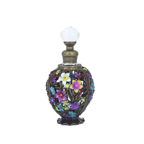 Glass & Zinc Alloy & Rhinestone Perfume Bottle, for storage & portable, enamel, more colors for choice,  PC