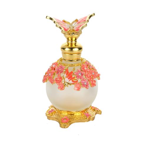Glass & Zinc Alloy & Rhinestone Perfume Bottle, for storage & portable, enamel, more colors for choice,  PC