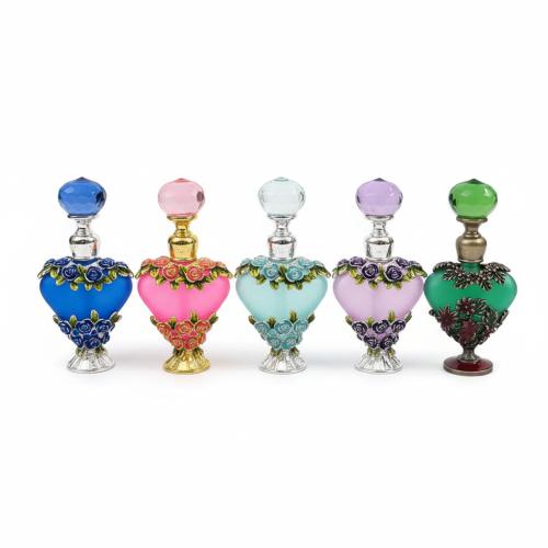 Glass & Zinc Alloy Perfume Bottle, for storage & portable, enamel, more colors for choice,  PC