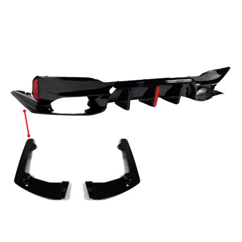 For 17-23 BMW G30 G38 Big Fin M5 Style Gloss Black LED Rear Bumper Diffuser Kit