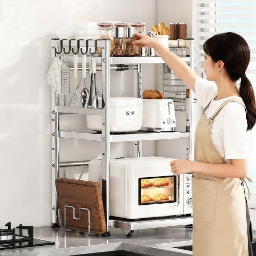 Stainless Steel Multifunction Kitchen Shelf durable & stretchable PC