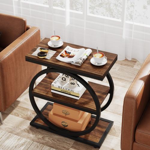 Medium Density Fiberboard & PVC Multifunction Tea Table for storage brown PC