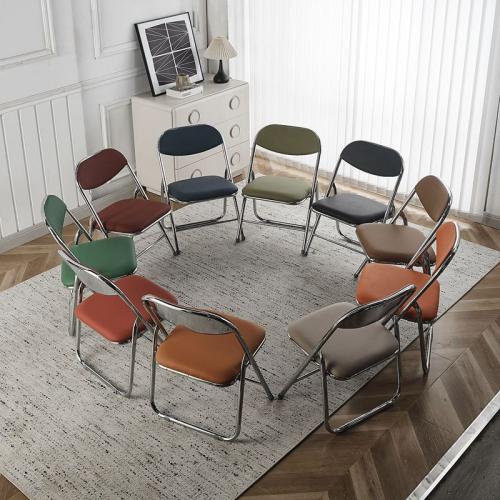 Metal & PU Leather Foldable Chair thicken Solid PC