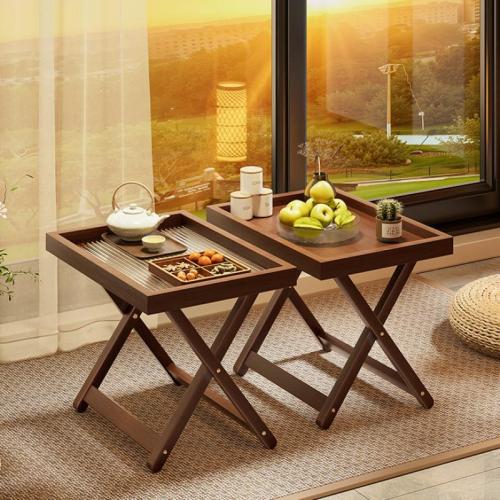 Medium Density Fiberboard & Moso Bamboo Foldable Table Acrylic brown PC