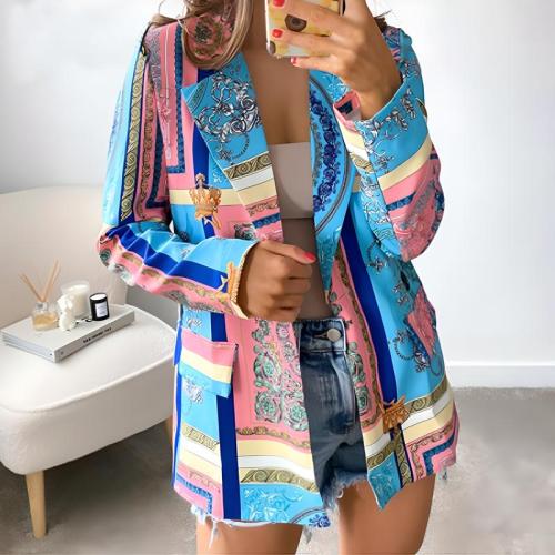 Chemical Fiber & Spandex Women Suit Coat & loose printed PC