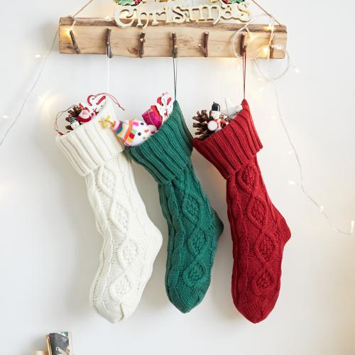 Acrylic & Polyester Christmas Decoration Stocking random color PC