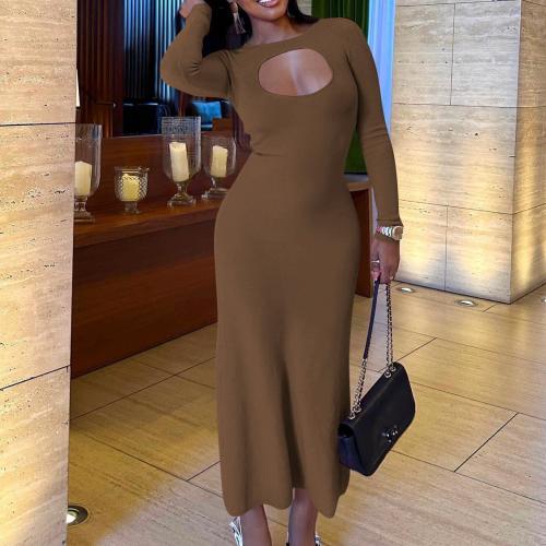 Polyester Slim One-piece Dress & hollow PC