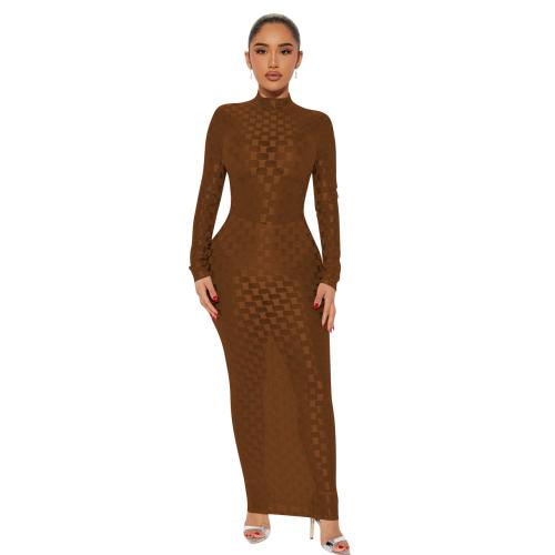 Polyester Slim One-piece Dress see through look PC