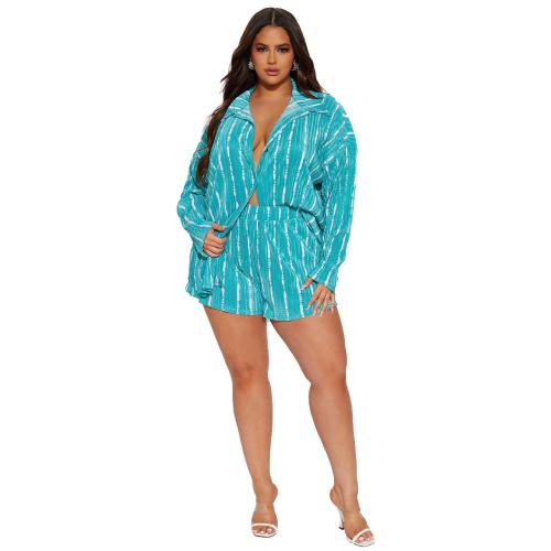 Polyester Ensemble occasionnel de femmes Pantalon & Retour au début Rayé plus de couleurs pour le choix Ensemble