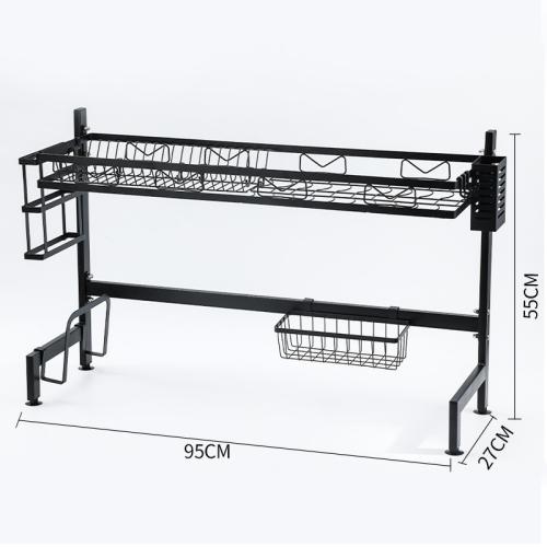 Iron Single Layer Kitchen Shelf Wall Hanging black PC
