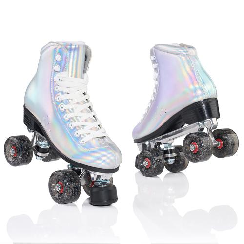 Microfiber Leather Roller Skates hardwearing Solid Pair