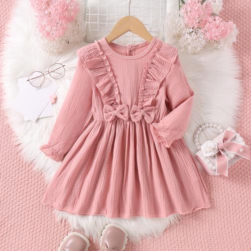 Coton Robe d’une seule pièce de fille Solide Rose pièce