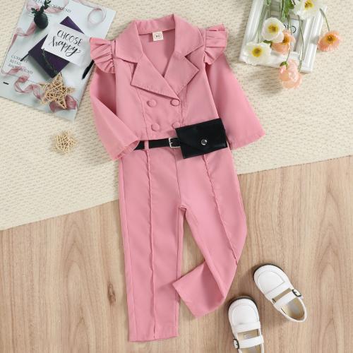 Cotton Girl Clothes Set & three piece Waist Bag & Pants & top Solid Set