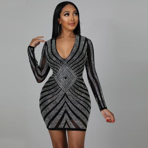 Milk Fiber Waist-controlled Sexy Sheath Dress see through look & skinny style iron-on Solid black PC