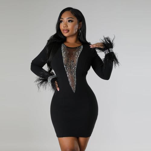 Milk Fiber Waist-controlled Sexy Sheath Dress see through look & skinny style Solid PC