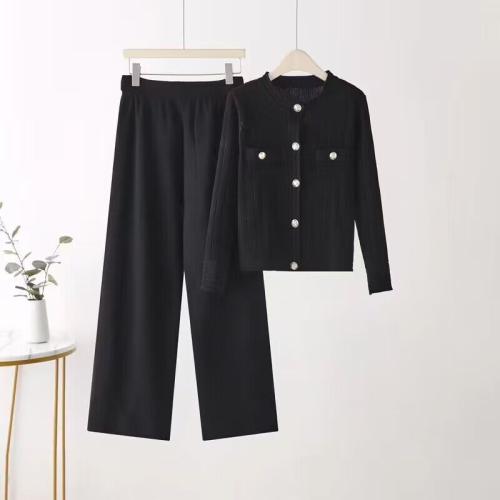 Acrylic Women Casual Set slimming & two piece & thermal Solid Set