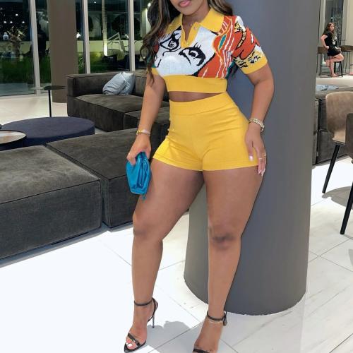 Polyester Slim Two-Piece Dress Set printed Set