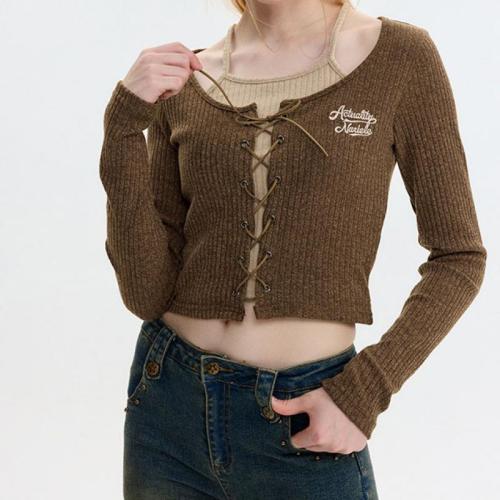 Polyester T-shirt femme à manches longues Brodé plus de couleurs pour le choix pièce