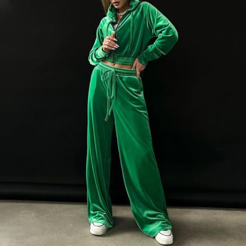 Velours Ensemble occasionnel de femmes Pantalon long & Manteau Solide plus de couleurs pour le choix Ensemble