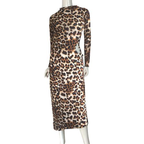 Polyester Slim Sexy Sheath Dress side slit printed PC