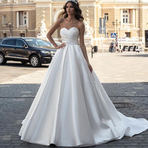 Satin Long Evening Dress white PC