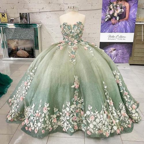 Polyester High Waist Long Evening Dress & tube Gauze green PC