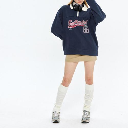 Polyester & Cotton Couple Sweatshirts & loose & unisex PC