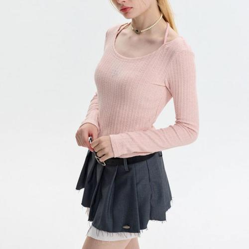 Spandex & Polyester Slim Women Long Sleeve T-shirt slimming Solid PC