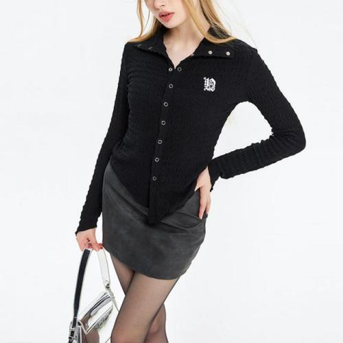 Polyester Slim Women Long Sleeve Shirt slimming Solid PC