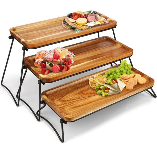 Wood Food Holder three piece Set