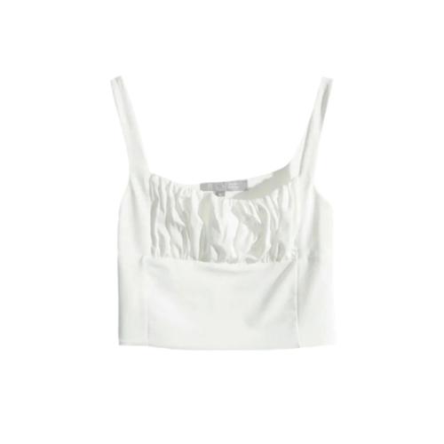 Cotton Slim Camisole midriff-baring patchwork Solid PC
