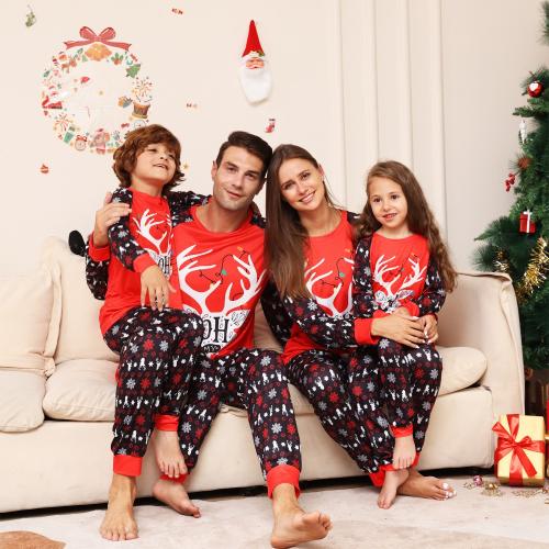 Polyester Eltern-Kind-Schlafbekleidung, Gedruckt, Brief, Rot,  Festgelegt