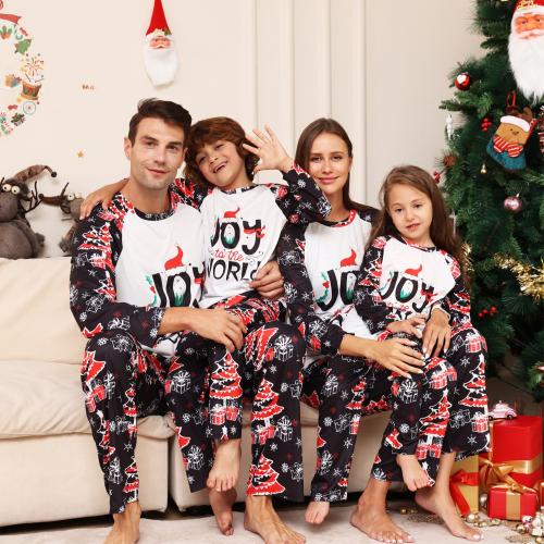 Polyester Eltern-Kind-Schlafbekleidung, Gedruckt, Brief, Schwarz,  Festgelegt