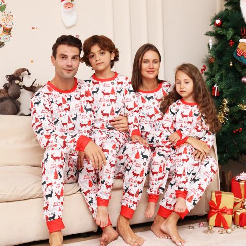 Polyester Eltern-Kind-Schlafbekleidung, Gedruckt, Cartoon, Rot,  Festgelegt