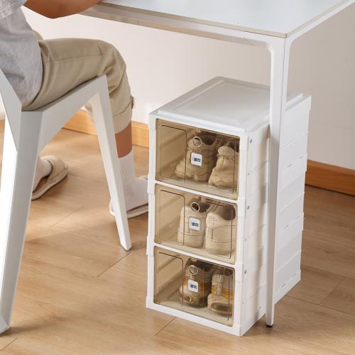 Aluminium Alloy & PET & Polypropylene-PP Shoes Rack Organizer dustproof  & transparent white PC