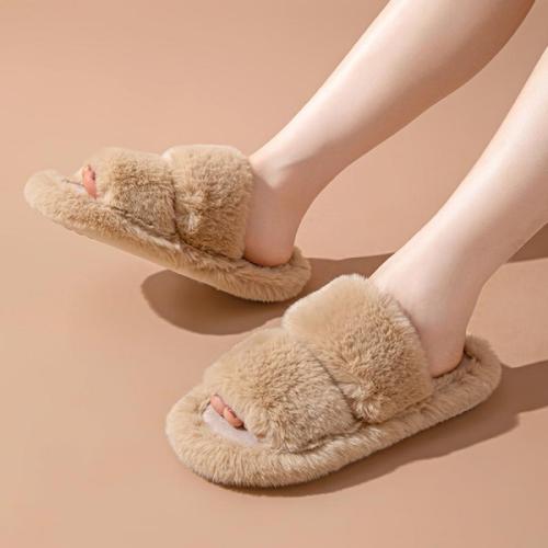 Plush & PVC Fluffy slippers hardwearing & thermal Pair