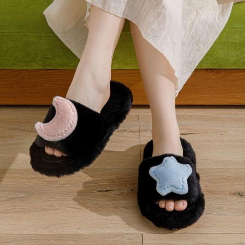Plush & PVC Fluffy slippers hardwearing & thermal Pair