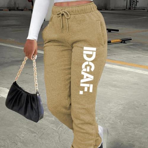 Polyester Women Long Trousers & loose printed letter PC