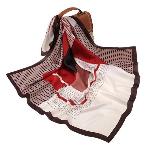 Satin Multifunction Silk Scarf sun protection & thermal mixed pattern PC