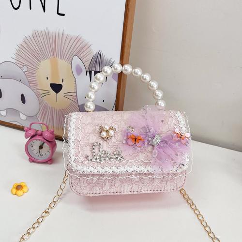 Cloth & PU Leather Box Bag Handbag with chain PC