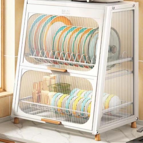 Carbon Steel Kitchen Shelf dustproof & transparent white PC