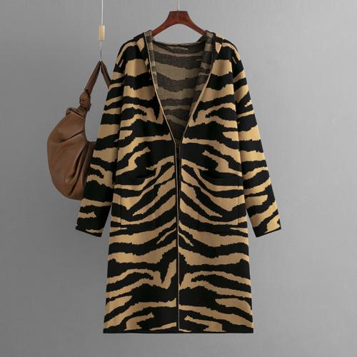 Viscose Fiber Soft & With Siamese Cap Women Knitwear mid-long style & thermal printed : PC