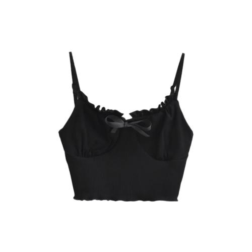 Cotton stringy selvedge Camisole midriff-baring patchwork Solid PC