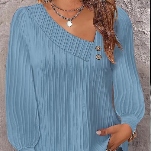 Polyester Women Long Sleeve Shirt slimming Solid PC