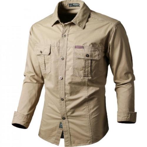 Cotton Men Long Sleeve Casual Shirts & loose Solid PC