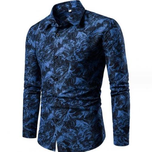 Mixed Fabric & Cotton Men Long Sleeve Casual Shirts printed PC