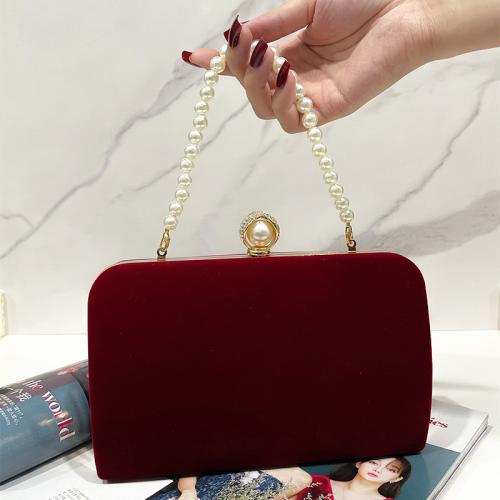 Velour Box Bag Clutch Bag with chain PC